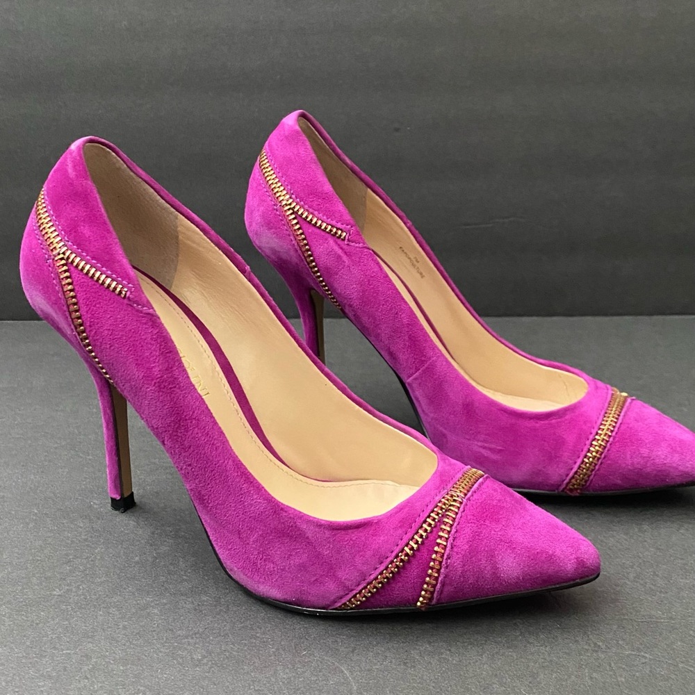Beautiful Enzo Angioloni Fushia Pink Purple Zipper Pumps- Size 7M.